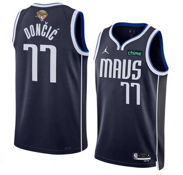 Men%27s Dallas Mavericks #77 Luka Doncic Navy 2024 Finals Statement Edition Stitched Basketball Jersey Dzhi->golden state warriors->NBA Jersey